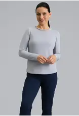 IBKul IBKul Solid Long Sleeve Crew w/ Mesh Platinum