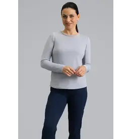 IBKul IBKul Solid Long Sleeve Crew w/ Mesh Platinum