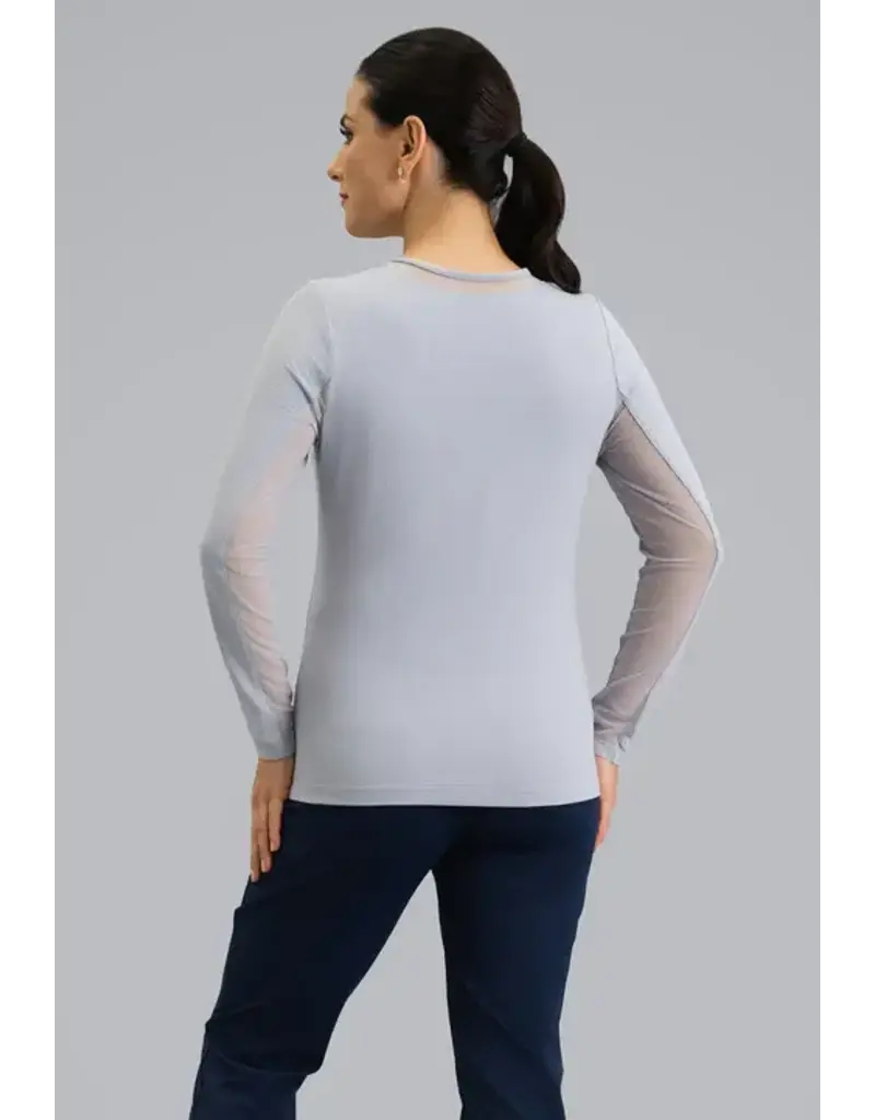 IBKul IBKul Solid Long Sleeve Crew w/ Mesh Platinum