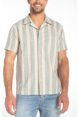 Liverpool Los Angeles Liverpool Button Up Camp Shirt Short Sleeve Sage Clay Stripe