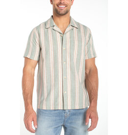 Liverpool Los Angeles Liverpool Button Up Camp Shirt Short Sleeve Sage Clay Stripe