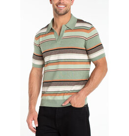 Liverpool Los Angeles Liverpool Men's Short Sleeve Johnny Collar Knit Sweater Sage Multi