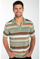 Liverpool Los Angeles Liverpool Men's Short Sleeve Johnny Collar Knit Sweater Sage Multi