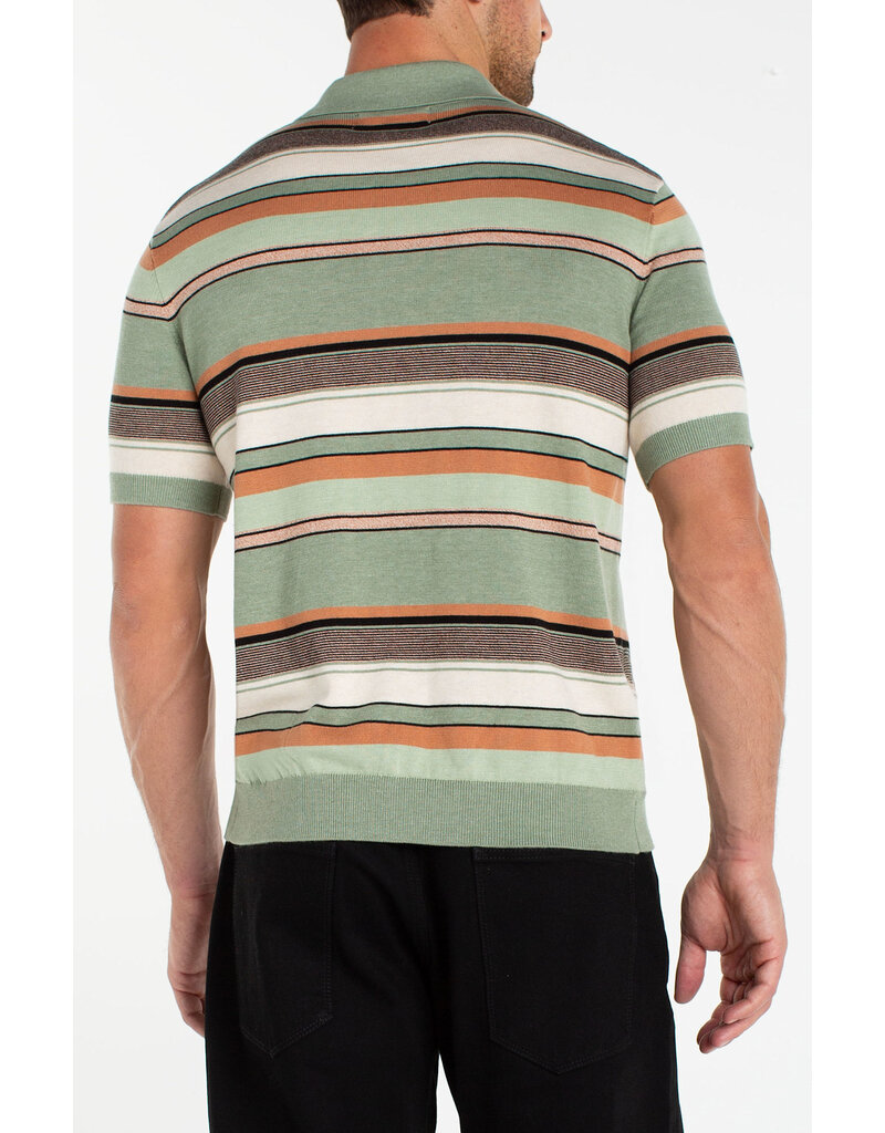 Liverpool Los Angeles Liverpool Men's Short Sleeve Johnny Collar Knit Sweater Sage Multi