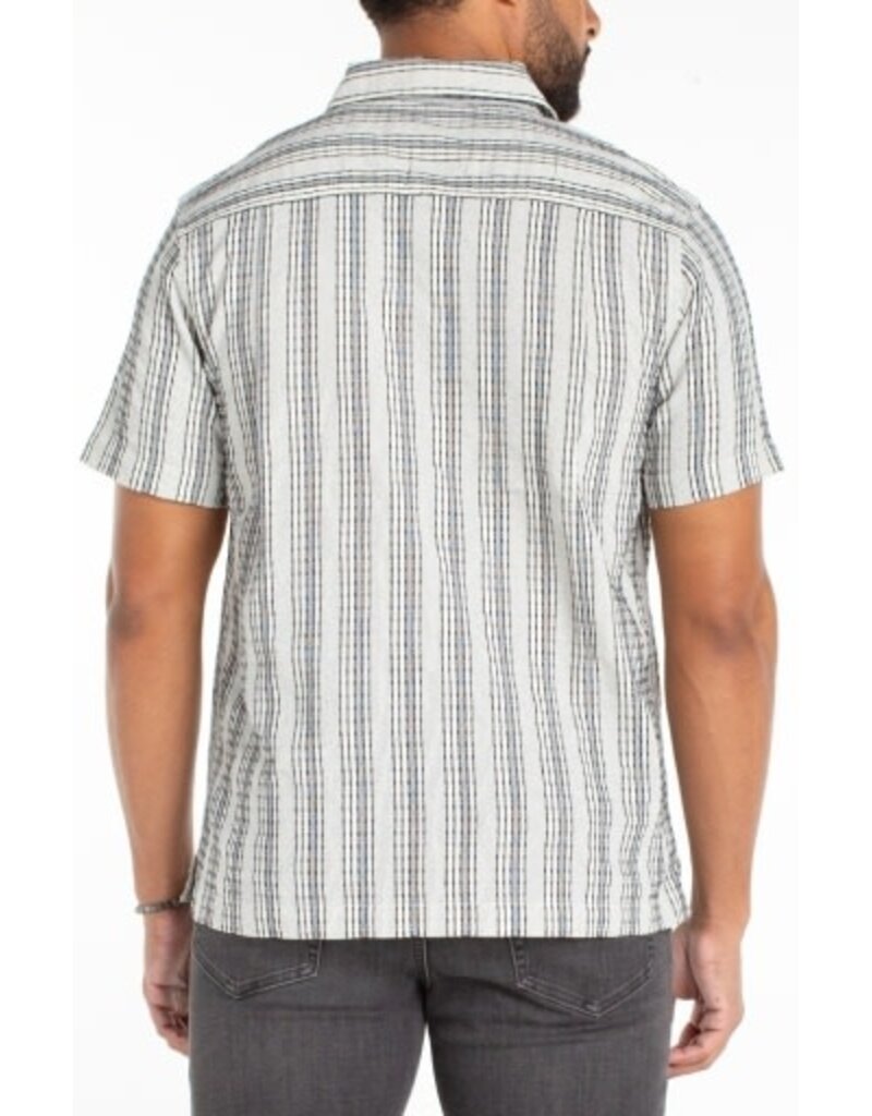 Liverpool Los Angeles Liverpool Men's Short Sleeve Button Up Shirt Off White Navy