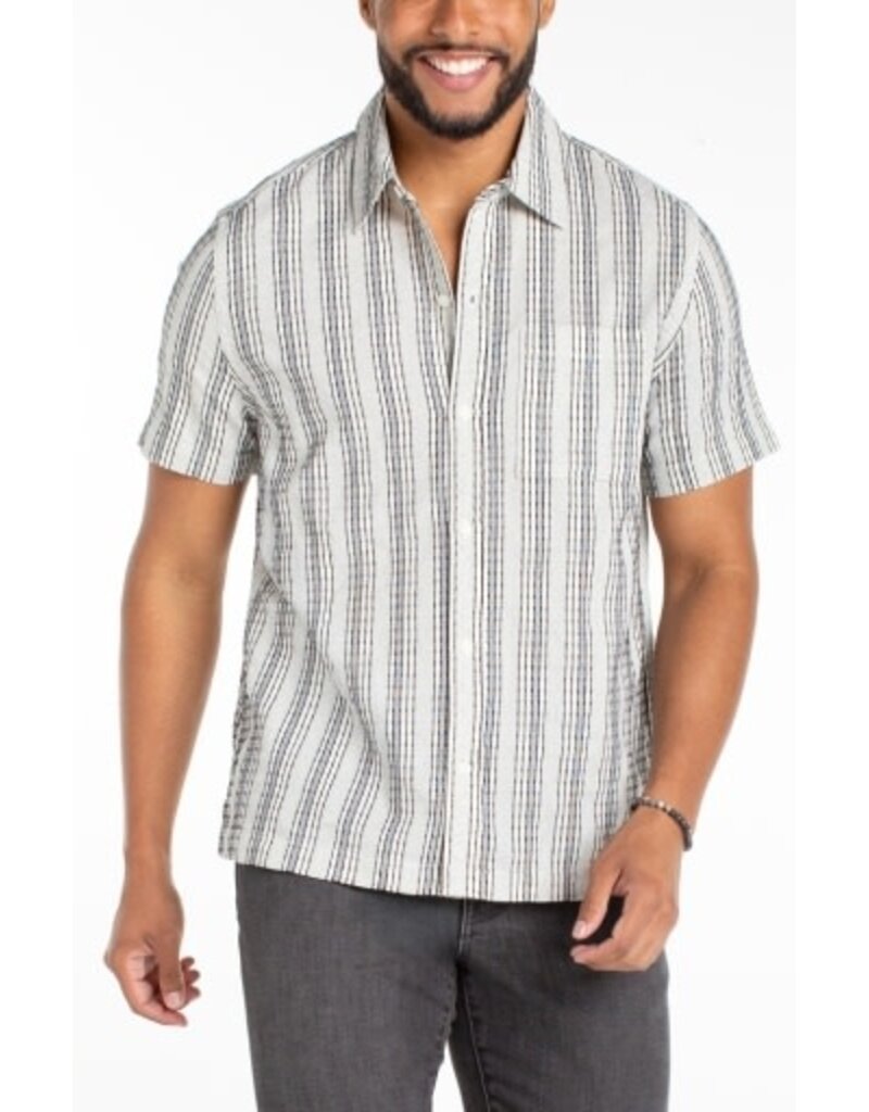 Liverpool Los Angeles Liverpool Men's Short Sleeve Button Up Shirt Off White Navy