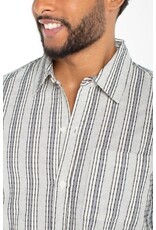 Liverpool Los Angeles Liverpool Men's Short Sleeve Button Up Shirt Off White Navy