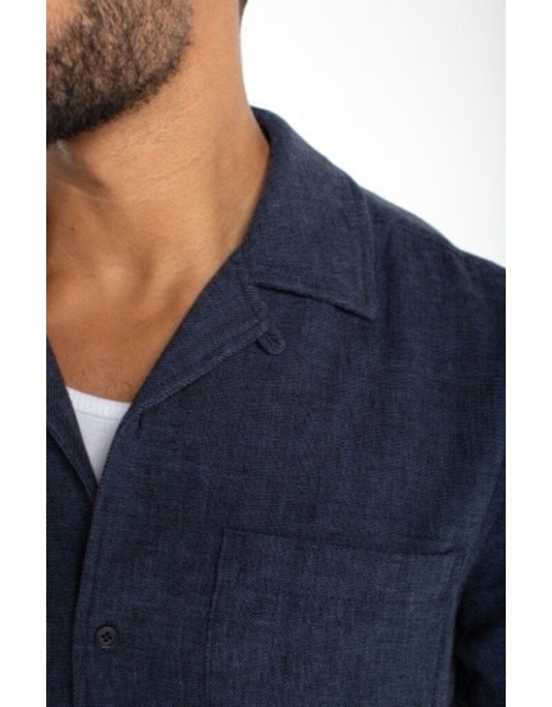 Liverpool Los Angeles Liverpool Men's Short Sleeve Button Up Camp Shirt Navy