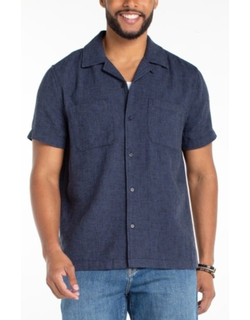 Liverpool Los Angeles Liverpool Men's Short Sleeve Button Up Camp Shirt Navy