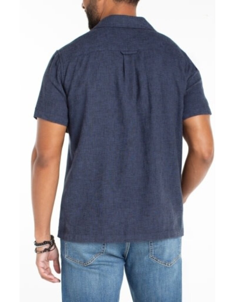 Liverpool Los Angeles Liverpool Men's Short Sleeve Button Up Camp Shirt Navy