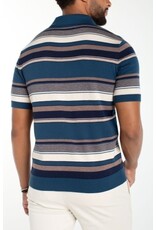 Liverpool Los Angeles Liverpool Men's Short Sleeve Johnny Collar Knit Sweater Navy Multi