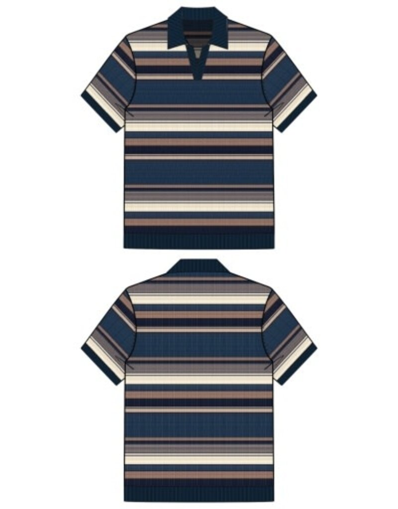 Liverpool Los Angeles Liverpool Men's Short Sleeve Johnny Collar Knit Sweater Navy Multi