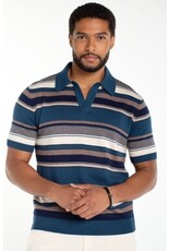 Liverpool Los Angeles Liverpool Men's Short Sleeve Johnny Collar Knit Sweater Navy Multi