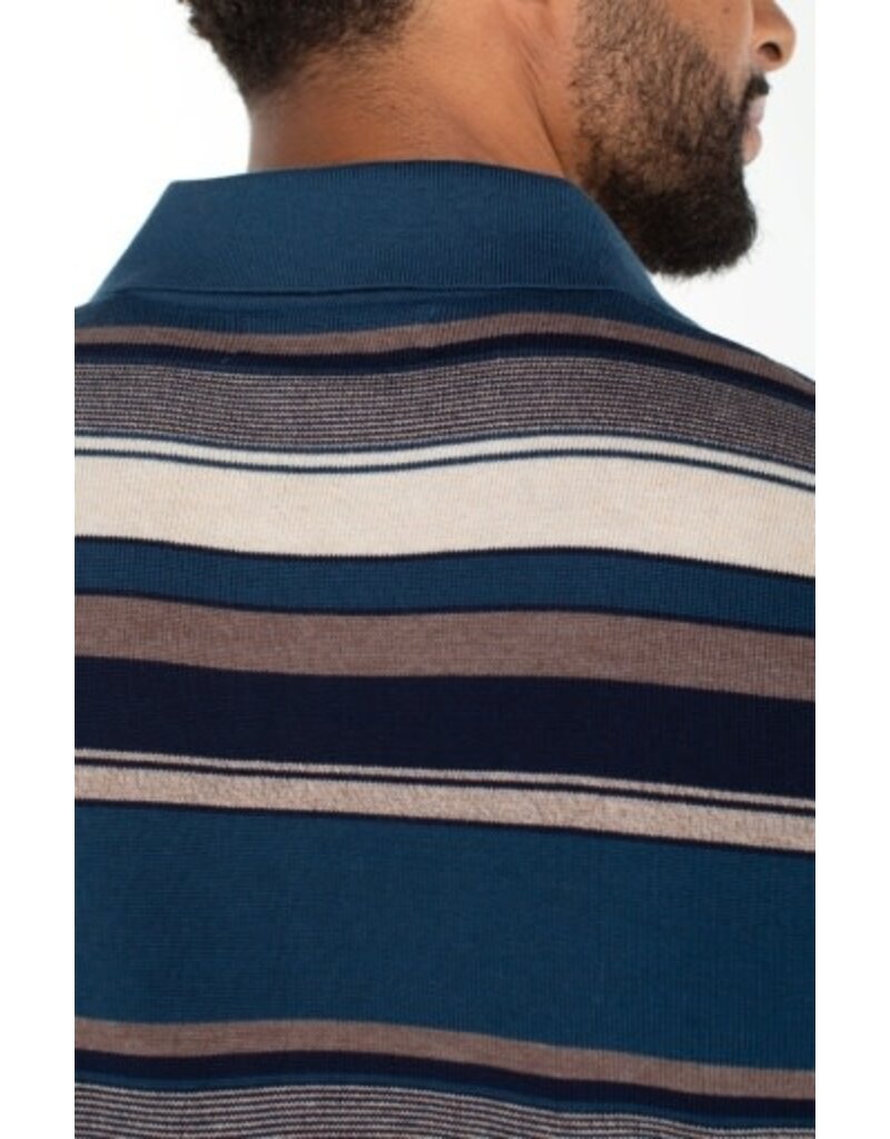 Liverpool Los Angeles Liverpool Men's Short Sleeve Johnny Collar Knit Sweater Navy Multi