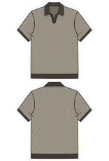 Liverpool Los Angeles Liverpool Men's Short Sleeve Johnny Collar Knit Sweater Taupe Parchment