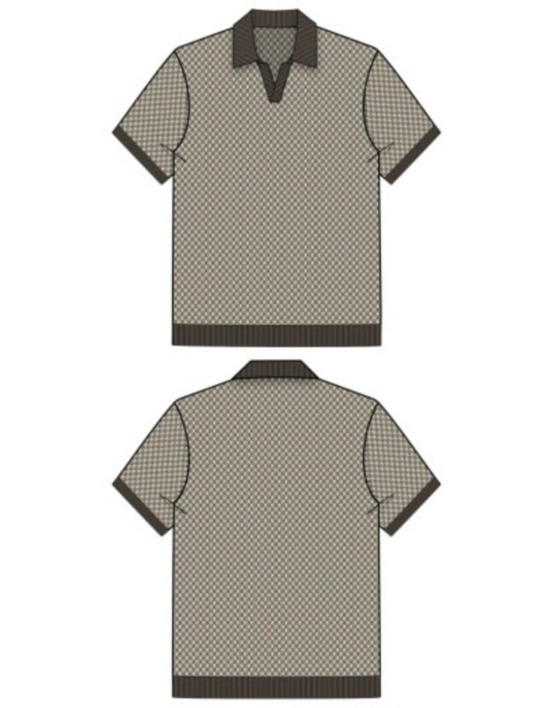 Liverpool Los Angeles Liverpool Men's Short Sleeve Johnny Collar Knit Sweater Taupe Parchment