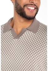 Liverpool Los Angeles Liverpool Men's Short Sleeve Johnny Collar Knit Sweater Taupe Parchment