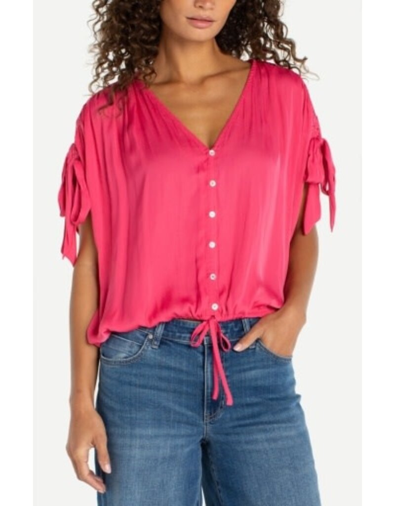 Liverpool Los Angeles Liverpool Dolman V-neck Woven Top with Ties