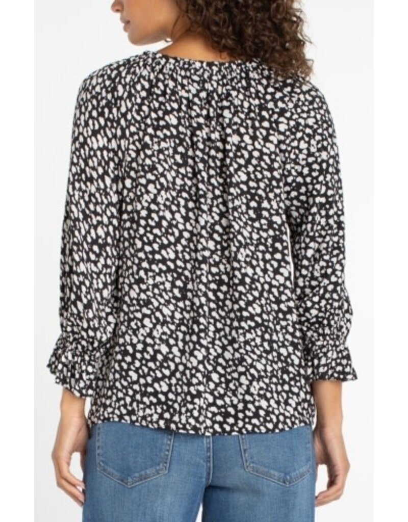 Liverpool Los Angeles Liverpool 3/4 Sleeve Button Front Woven Top with Ruffle Details