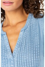 Liverpool Los Angeles Liverpool Flutter Sleeve Popover Woven Blouse with Pintucks