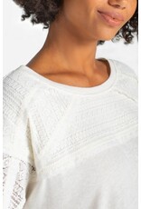 Liverpool Los Angeles Liverpool Short Sleeve Dolman Boat Neck Knit Top w/ Lace