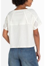 Liverpool Los Angeles Liverpool Short Sleeve Dolman Boat Neck Knit Top w/ Lace