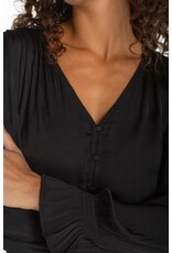 Liverpool Los Angeles Liverpool Long Sleeve Button Front Woven Top with Smocking