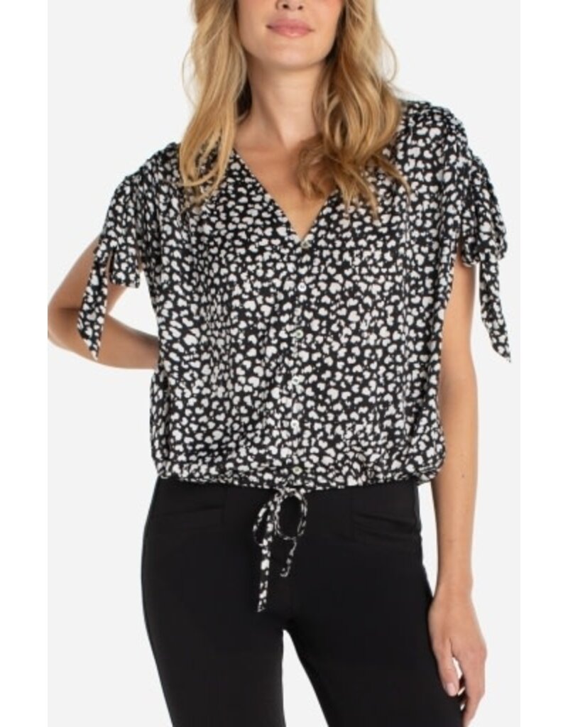 Liverpool Los Angeles Liverpool Dolman V-neck Woven Top with Ties