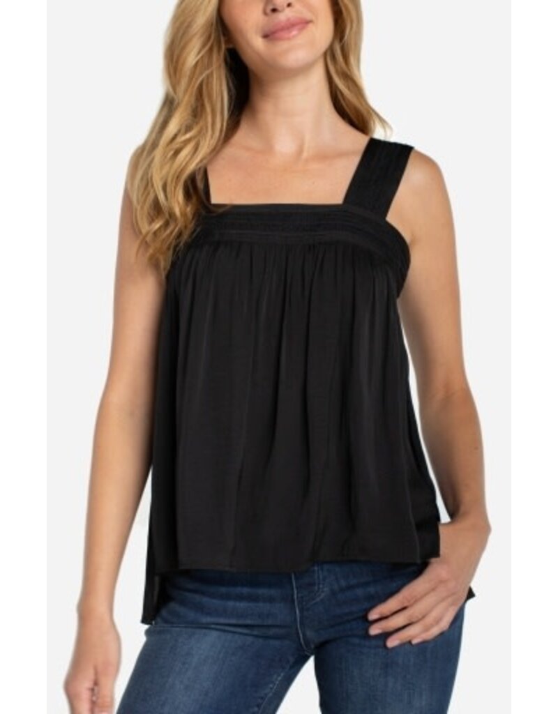 Liverpool Los Angeles Liverpool Sleeveless Woven Top with Pintuck Straps