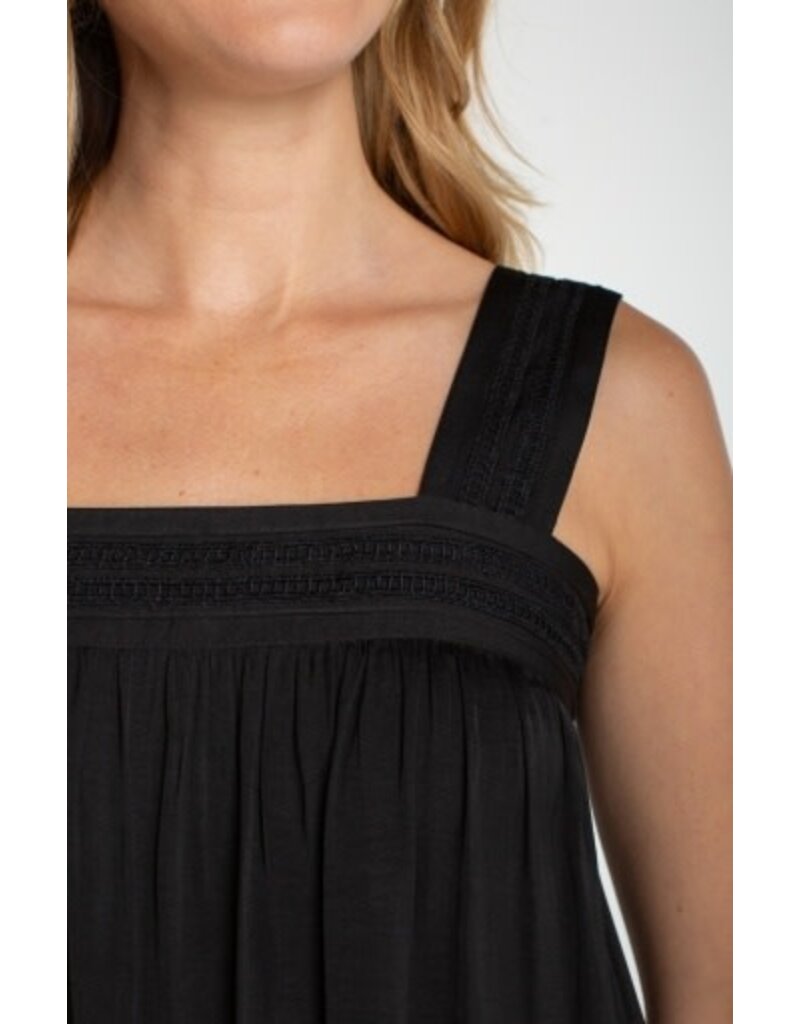 Liverpool Los Angeles Liverpool Sleeveless Woven Top with Pintuck Straps