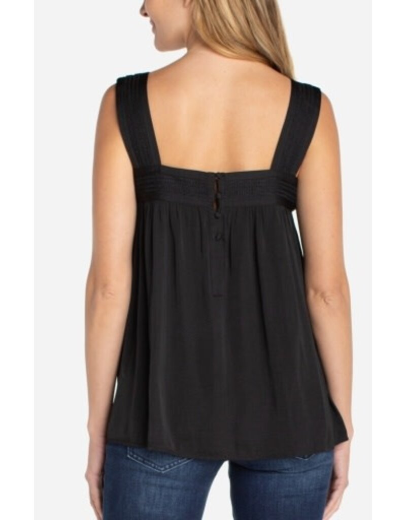 Liverpool Los Angeles Liverpool Sleeveless Woven Top with Pintuck Straps
