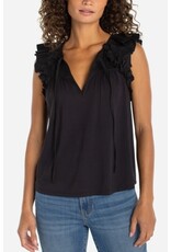 Liverpool Los Angeles Liverpool Flutter Sleeve Knit Woven Top with Ties