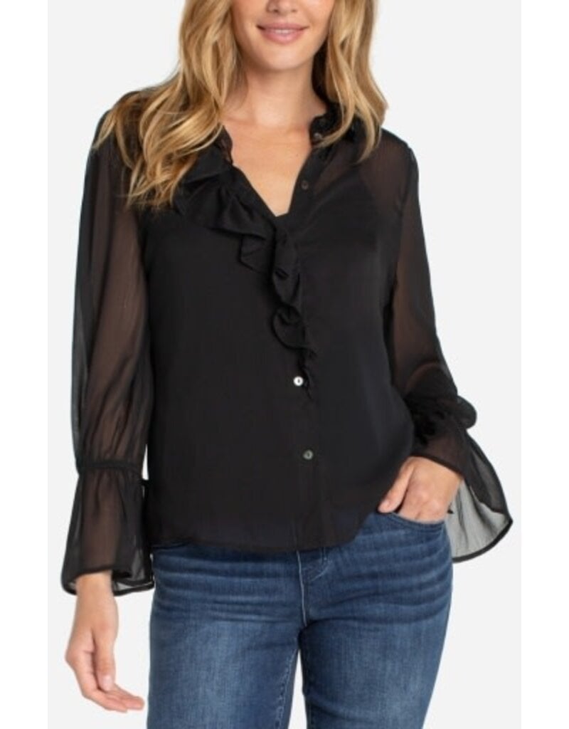 Liverpool Los Angeles Liverpool Long Sleeve Ruffle Front Woven Shirt