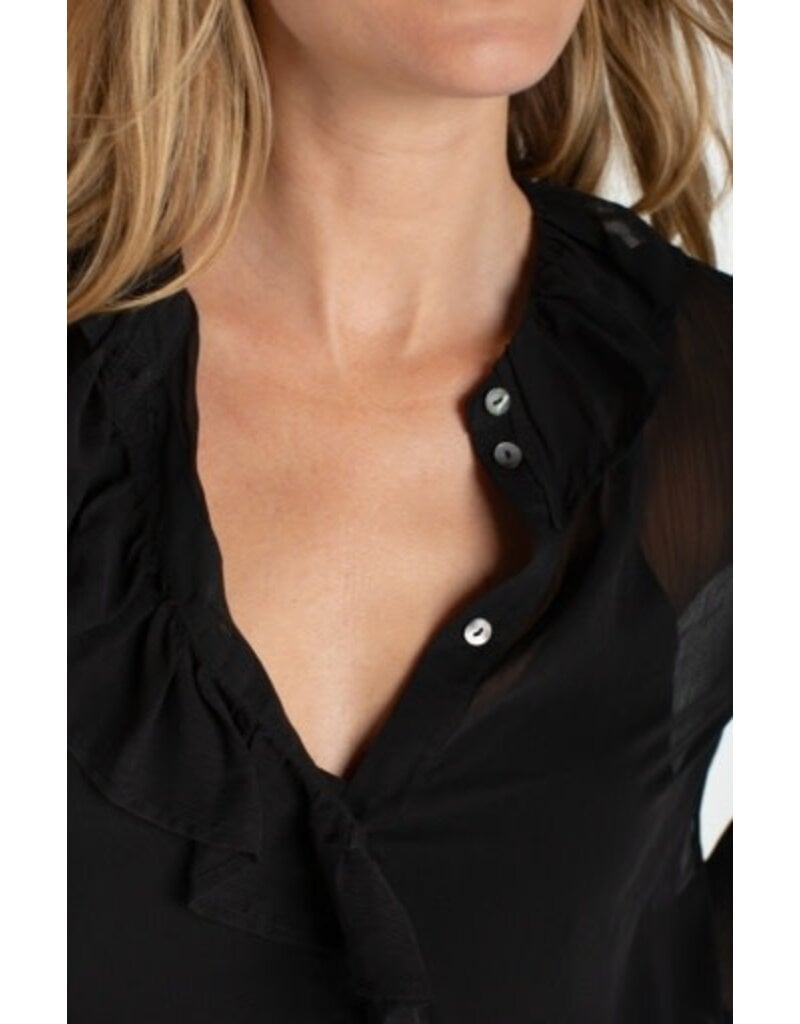 Liverpool Los Angeles Liverpool Long Sleeve Ruffle Front Woven Shirt