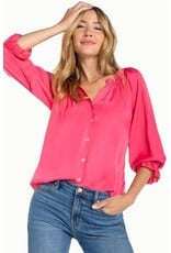 Liverpool Los Angeles Liverpool 3/4 Sleeve Button Front Woven Top with Ruffle Details