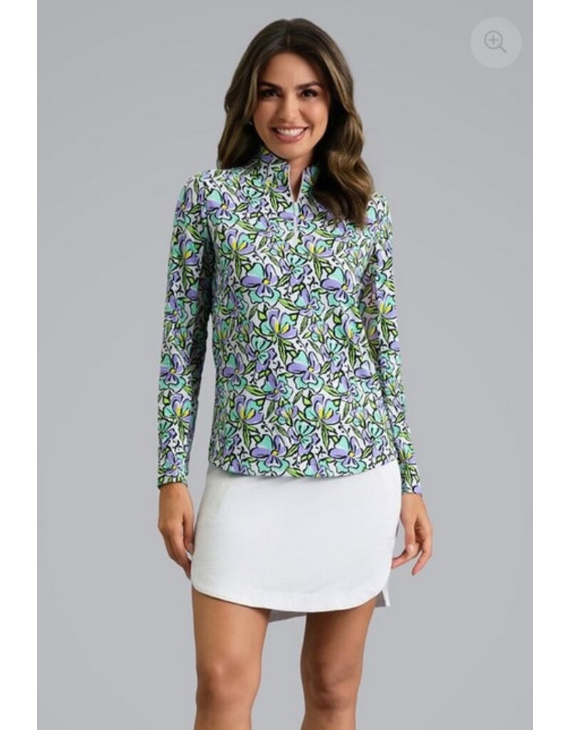 IBKul IBKUL Sonia Long Sleeve Mock Jade Lavender