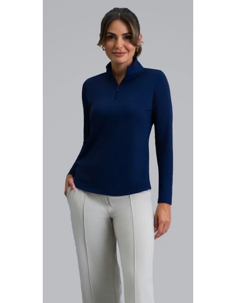 IBKul IBKul Solid Long Sleeve Mock Classic Navy