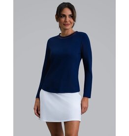 IBKul IBKul Solid Long Sleeve Crew with Mesh Classic Navy