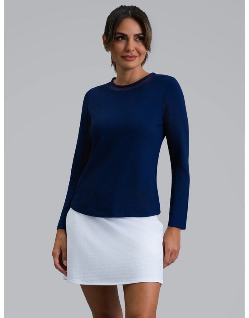 IBKul IBKul Solid Long Sleeve Crew with Mesh Classic Navy