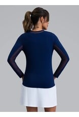 IBKul IBKul Solid Long Sleeve Crew with Mesh Classic Navy