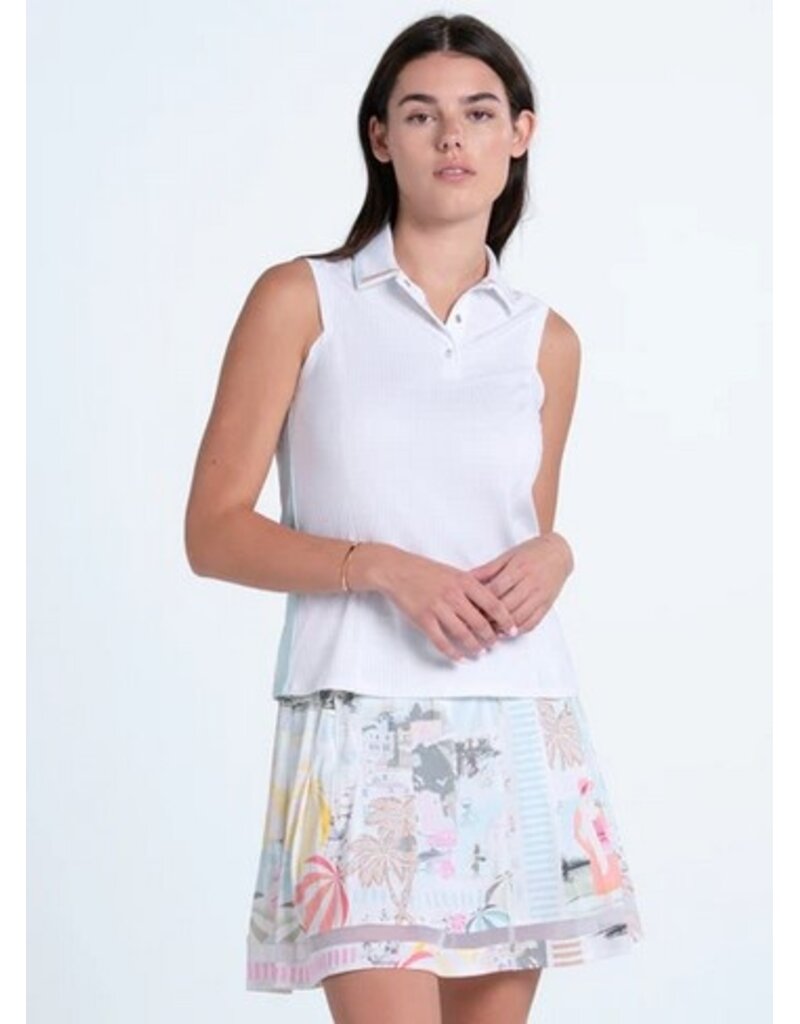 Lucky In Love Lucky in Love Tee Time Sleeveless Polo White