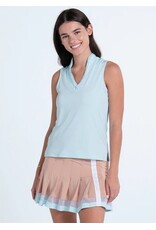 Lucky In Love Lucky in Love Pleated Placket Sleeveless Wave