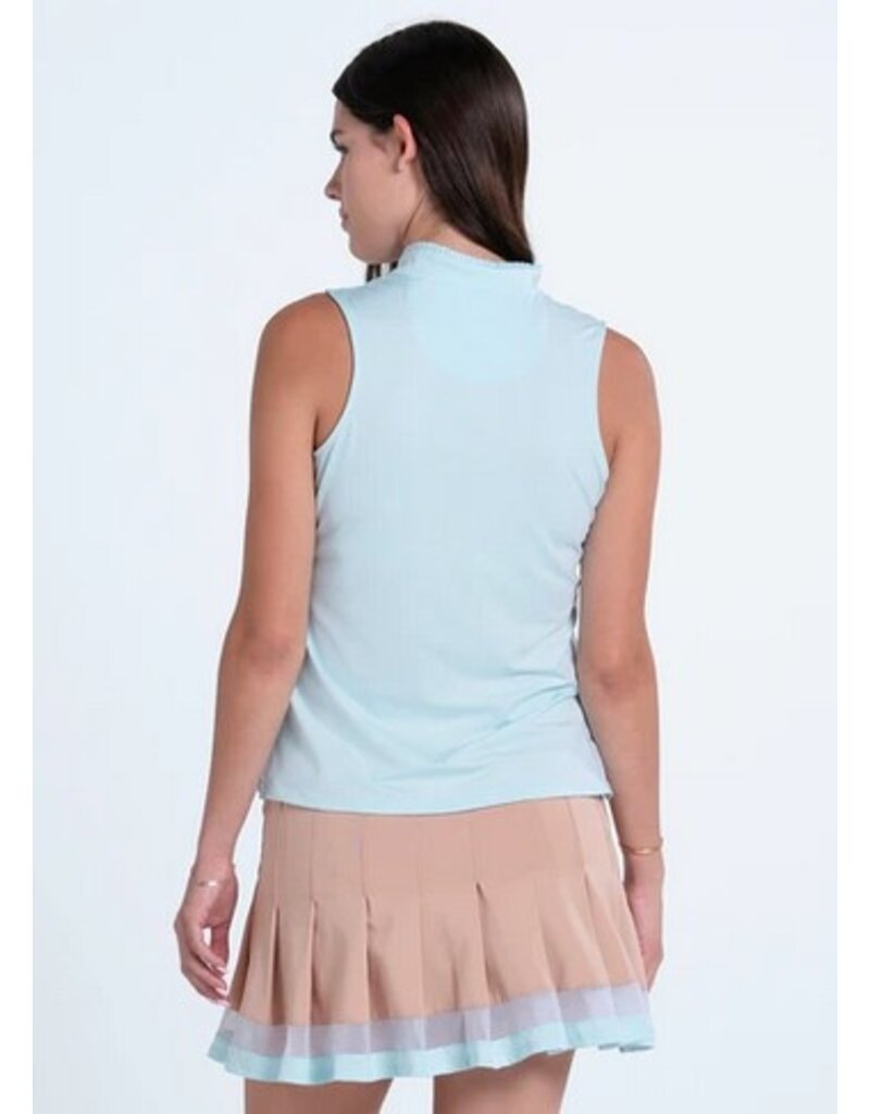 Lucky In Love Lucky in Love Pleated Placket Sleeveless Wave