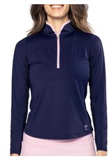 Golftini Golftini Long Sleeve Mock Polo Navy/Rose Pink