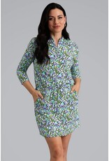 IBKul IBKul Sonia 3/4 Sleeve Drawstring Dress Jade/Lavender