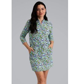 IBKul IBKul Sonia 3/4 Sleeve Drawstring Dress Jade/Lavender