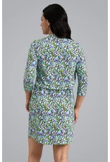 IBKul IBKul Sonia 3/4 Sleeve Drawstring Dress Jade/Lavender