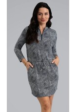 IBKul IBKul Stephanie 3/4 Sleeve Drawstring Dress Black/White