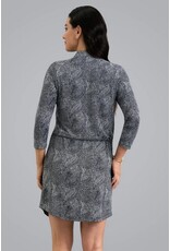 IBKul IBKul Stephanie 3/4 Sleeve Drawstring Dress Black/White