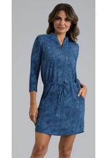 IBKul IBKul Stephanie 3/4 Sleeve Drawstring Dress Navy/Peri